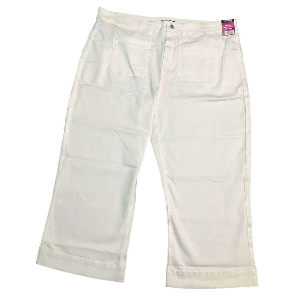 Buffalo David Britton Women's Wide Leg Crop Stretch White Pant Size 22 NWT